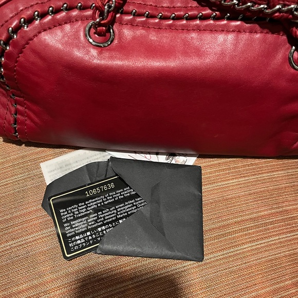 CHANEL Red Smooth Calfskin Bowler Shoulder Bag - Picture 10 of 12